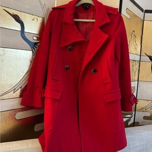 Via Spiga Vibrant Red Pea Coat